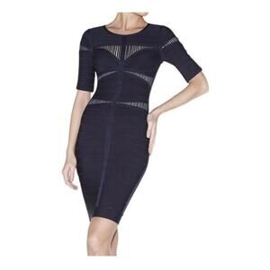 Herve Leger Navy Blue Dania Bandage Classy Evening Party Mini Dress Size XS